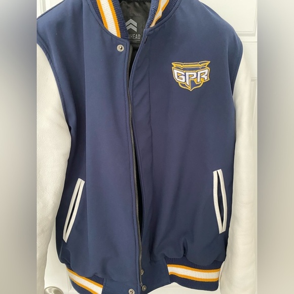 IRONHEAD Navy Blue Full Zip Long Sleeves Varsity Jacket in Medium - Picture 9 of 11